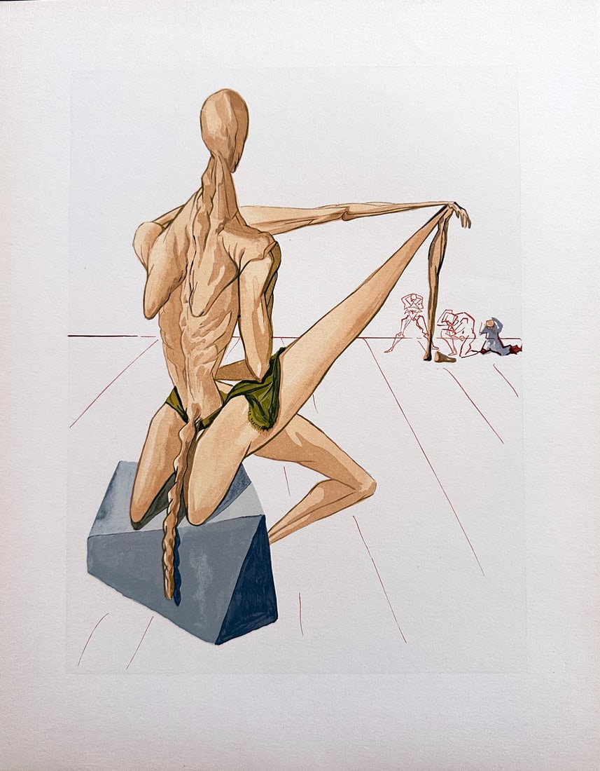 Dali. "The Avaricious and the Prodigal" Woodcut by Salvador Dali. From The Divine Comedy portfolio. (1 of 3)
