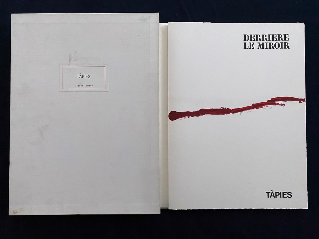 Derriere le Miroir 180 Tapies. Deluxe 1969.: Paris, Maeght 1969. Tapies. DeLuxe Edition one of 150 numbered copies on Chiffon de Mandeure, signed by the artist. With 1 original color lithograph by Tapies . 16x12x1 inches