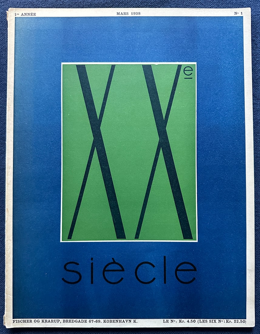 XXe Siecle 1 - 1re Anne. 1938.: Paris: Éditions de Chroniques du Jour, 1938. Softcover in white, blue, and green printed with black and green lettering. Illustrated throughout with numerous black-and-white illustrations and