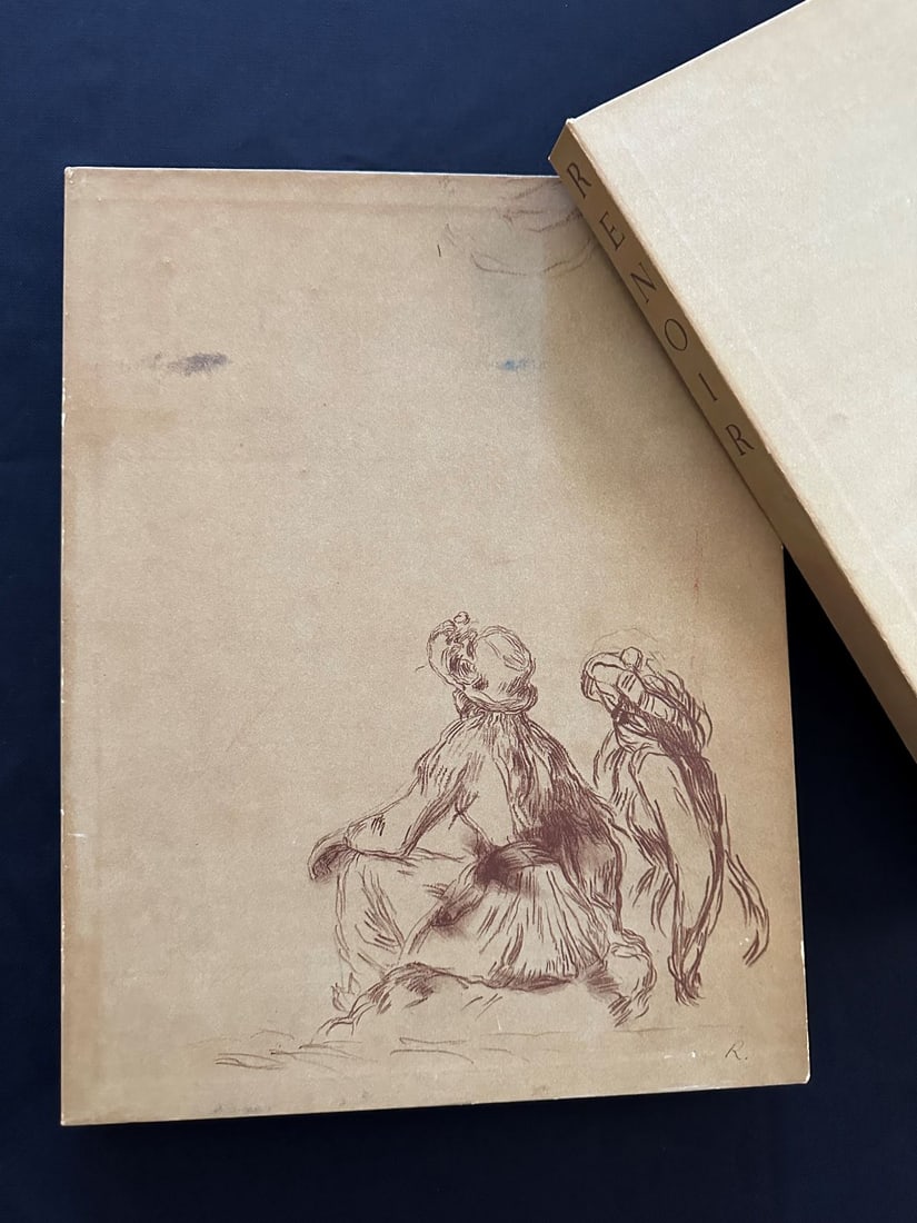 Renoir Vision & Technique, by Jacques Chambaudet, 1947.: Editions Petrides. Loose as issued. In sheets under folded cover, beige folder titled and beige slipcase illustrated - Cover illustrated in colors on the 1st cover color vignette on the title, and rep