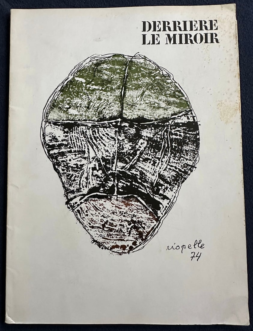 Derrière le Miroir 208.: Riopelle, February 1974. 12 original lithographs in color (9 on double page, one on triple page) by Riopelle, text by J. Dupin 1st edition. Some foxing on the cover and a fold at the corners