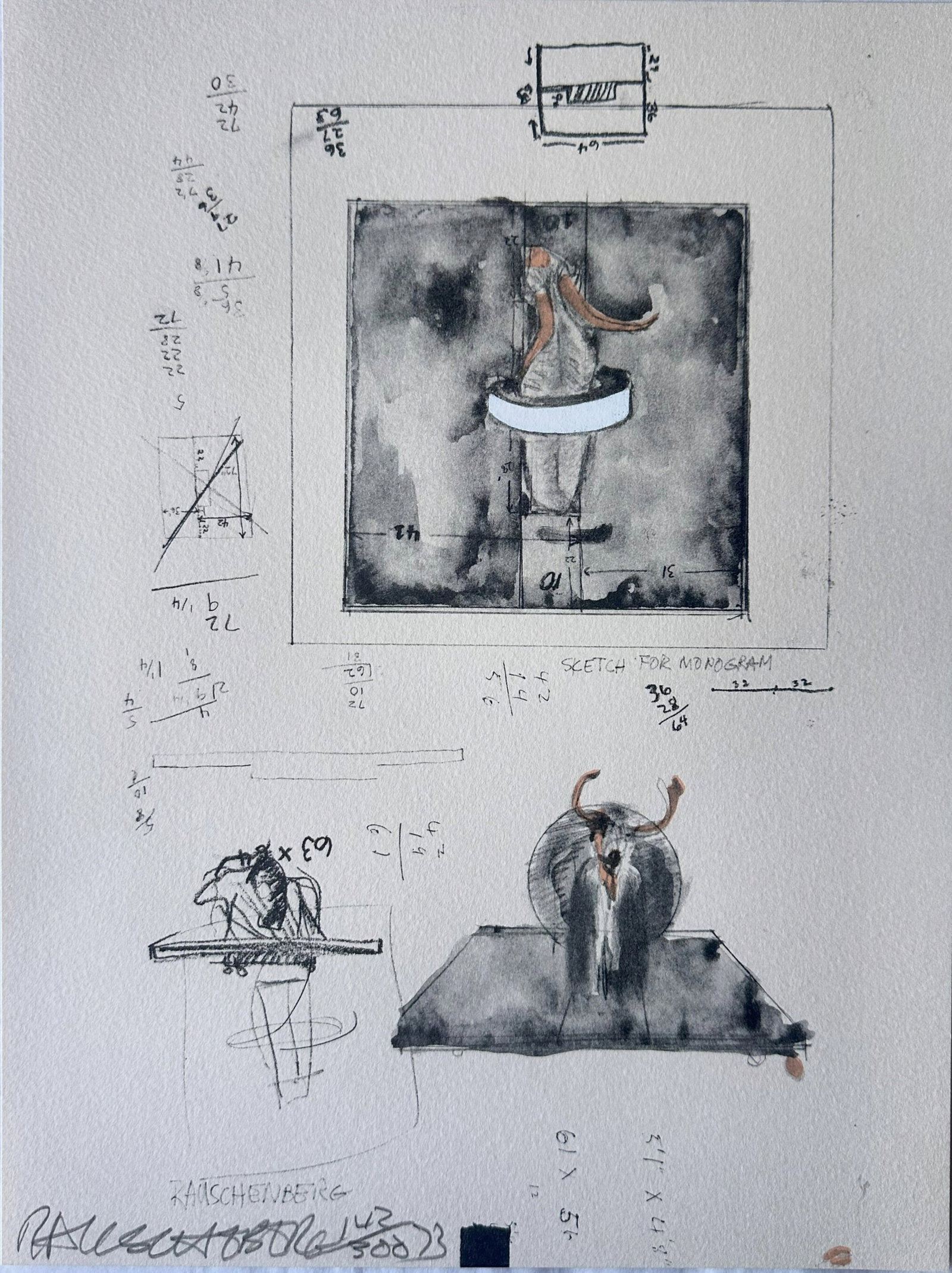 Robert Rauschenberg signed lithograph. 1973. One of 300 copies.: Lithograph in color, signed and numbered on the bottom left by Rauschenberg, with the artist's copyright inkstamp on the reverse. Limited edition of 300 copies, printed by Styria Studio, Inc, New York