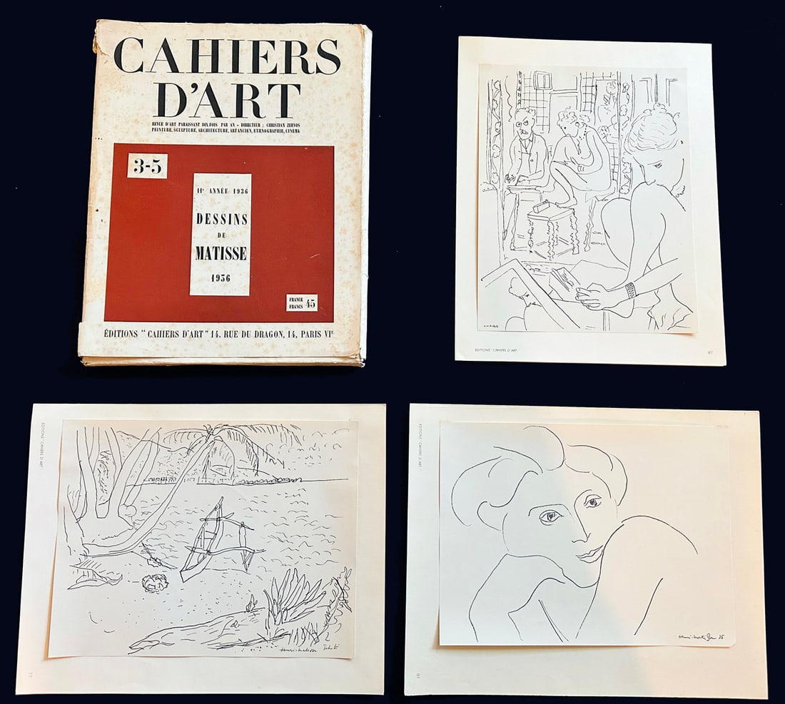 Matisse. Cahiers d'Art 3-5 Dessins de Matisse. 1936.: Editions Cahiers d'Art. Paris, 1936. Special issue dedicated to Matisse's drawings. "Automatism and illusory space" by Zervos, a poem by Tristan Tzara "To Henri Matisse", complete with its 2 prints
