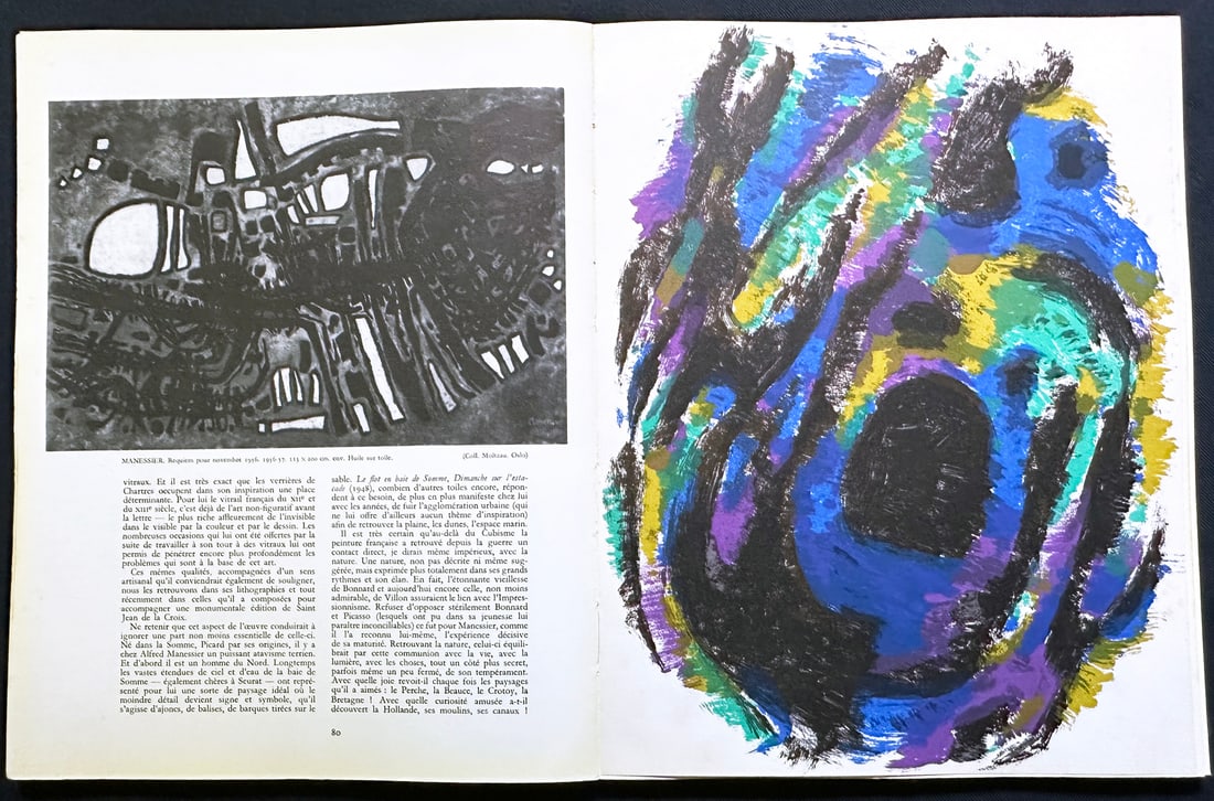 XXe Siecle 15. With a lithograph by Manessier. Noel 1960: La Revolution De La Couleur. Gualtieri di San Lazaro. Edition Xxe Siecle, Cahiers d Art, Paris, 1960. With one original lithograph in color by Manessier. Soft cover illustrated by Miro. 13 x 10 x 2 in