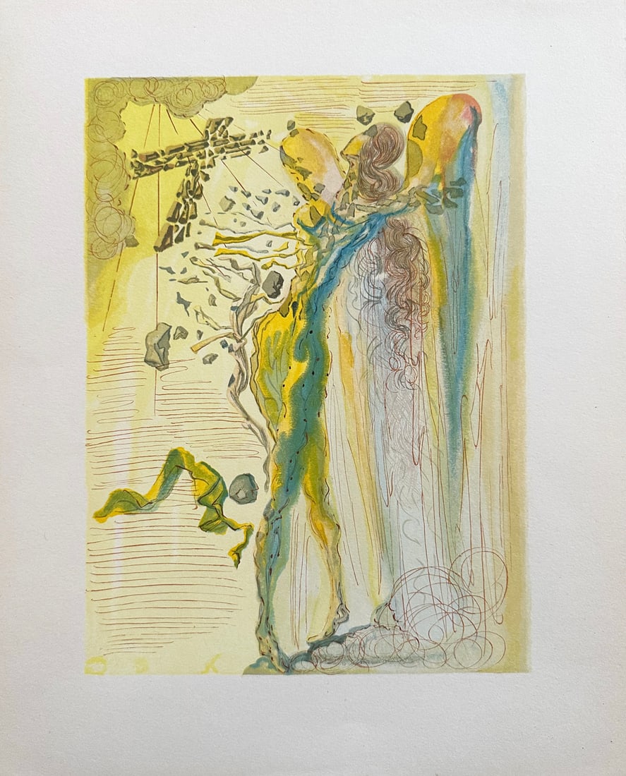 Dali. "The Shine of Glorious Bodies" Woodcut by Salvador Dali. From The Divine Comedy portfolio.: Paradise canto 12, The Divine Comedy, 1960. Woodcut on BFK Rives paper. Salvador Dali began the production of the prints for the Divine Comedy in in the 1950s. It took talented engravers almost four