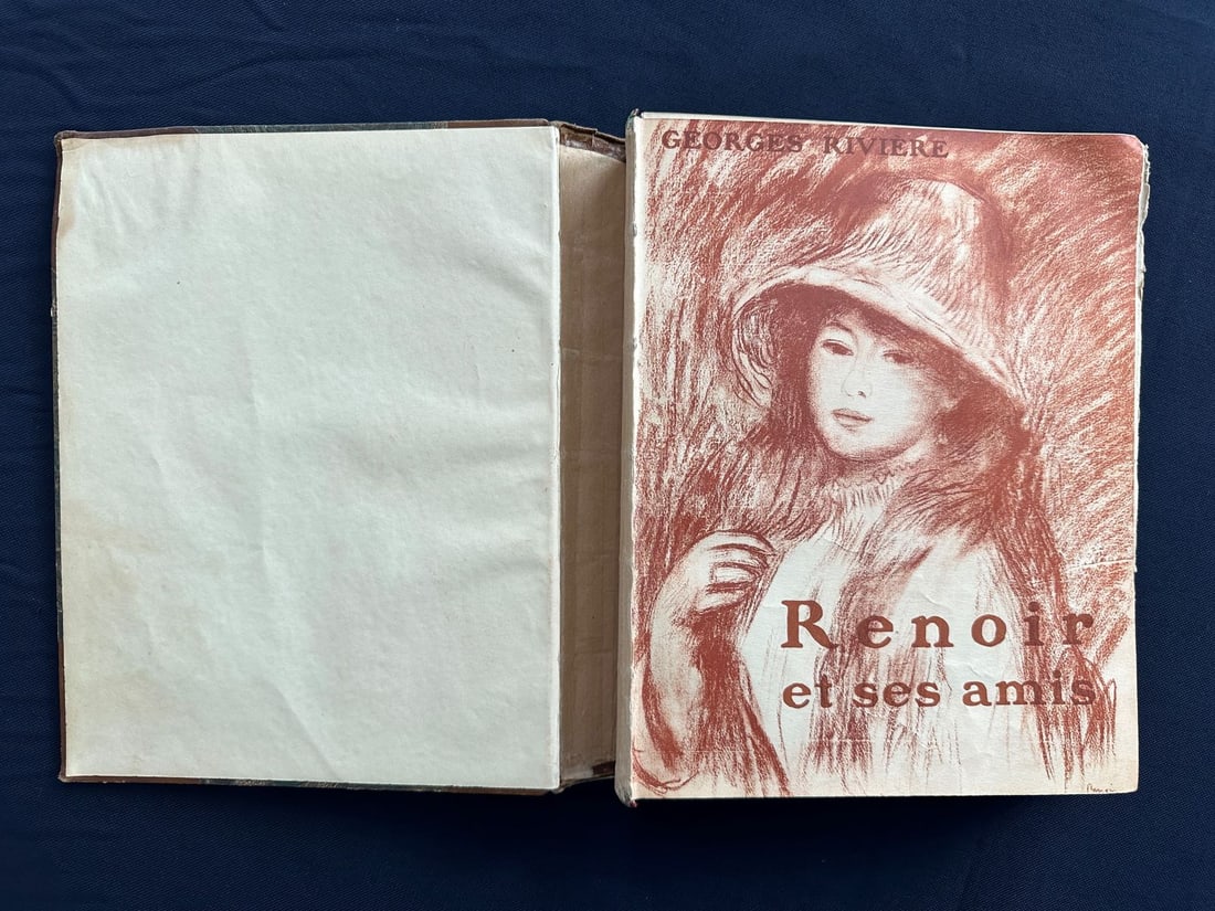 Renoir et ses amis, by Georges Rivière, 1921.: Published by H. Floury, Paris. Richly illustrated. Hard cover rebounded, includes original soft cover. Text block detached from rebound at the front cover. Missing etching. Inside in very good