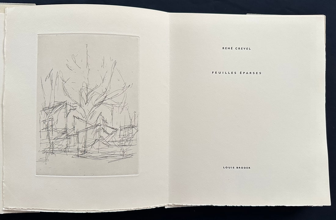 Feuilles Eparses. 14 Prints by Arp, Bellmer, Lam, Max Ernst, Miro…: Feuilles Eparses. (Scattered leaves) Paris, Louis Broder, 1965. Rene Crevel. Collection Archives 187 - Volume I. Complete book with fourteen unsigned prints: etchings, aquatints, woodcuts and