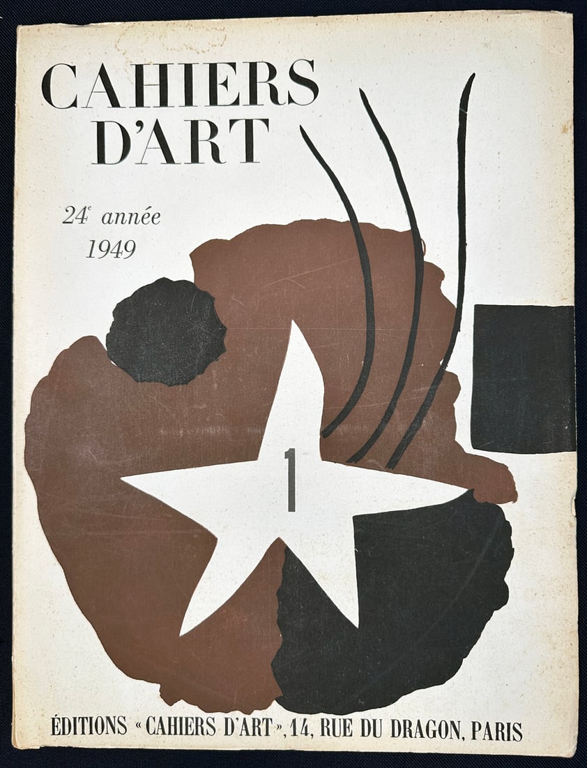 Cahiers d'Art N 1 - 24e Année,1949 Cover Miro: Cahiers d'Art, Paris, 1949. Large softcover volume featuring a cover by Joan Miró and including a color stencil by Fernand Léger and a color lithograph by Joan Miró. Text and