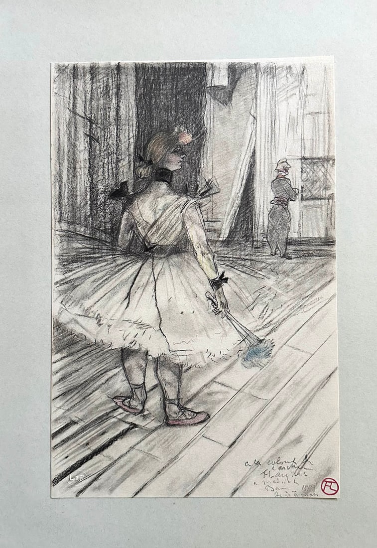 Toulouse-Lautrec Dans les coulisses. Lithograph 1930. One of 200 copies.: Au Cirque II. Dans les coulisses. Lithograph in color after Henri de Toulouse-Lautrec drawing by Daniel Jacomet. One of 200 copies bearing the dry seal of the Librairie de France. 1930. Mounted on