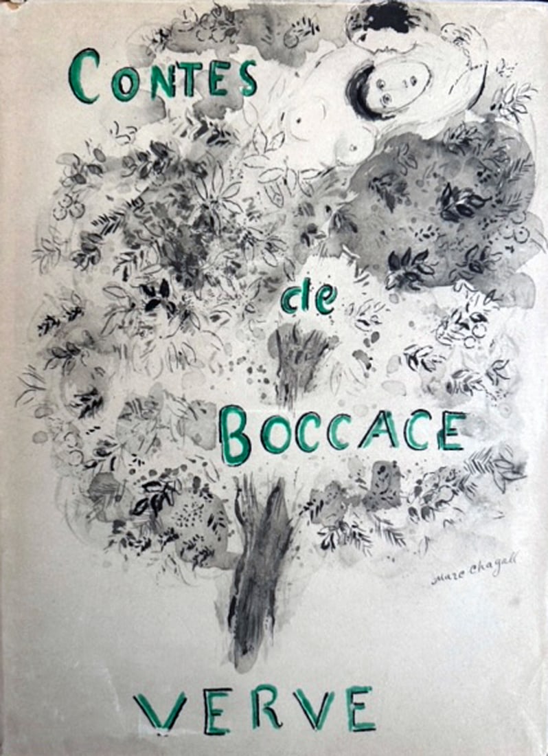 Verve 24. Les Contes de Boccace by Chagall. 1950.: Verve n° 24. Editions de la Revue Verve, Paris 1950. Text by Jacques Prevert and Frantz Calot. Original illustrations and lithographic cover by Chagall depicting the Boccacio’s’