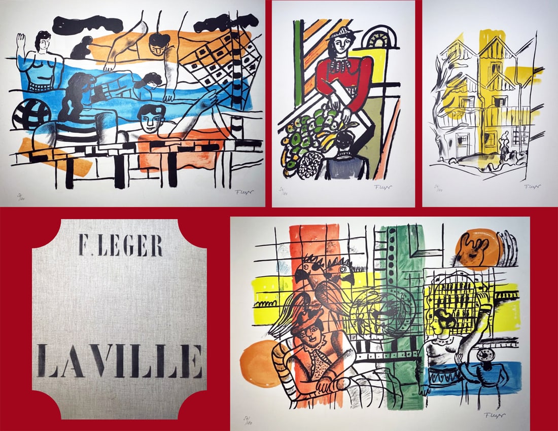 Leger. La Ville. 1959. Portfolio with 29 lithographs in color.: Teriade Editeur, Paris, 1959. The complete portfolio with 29 color lithographs printed on Arches paper, with the title page, text and justification page. Limited edition of 180 copies, and collected i