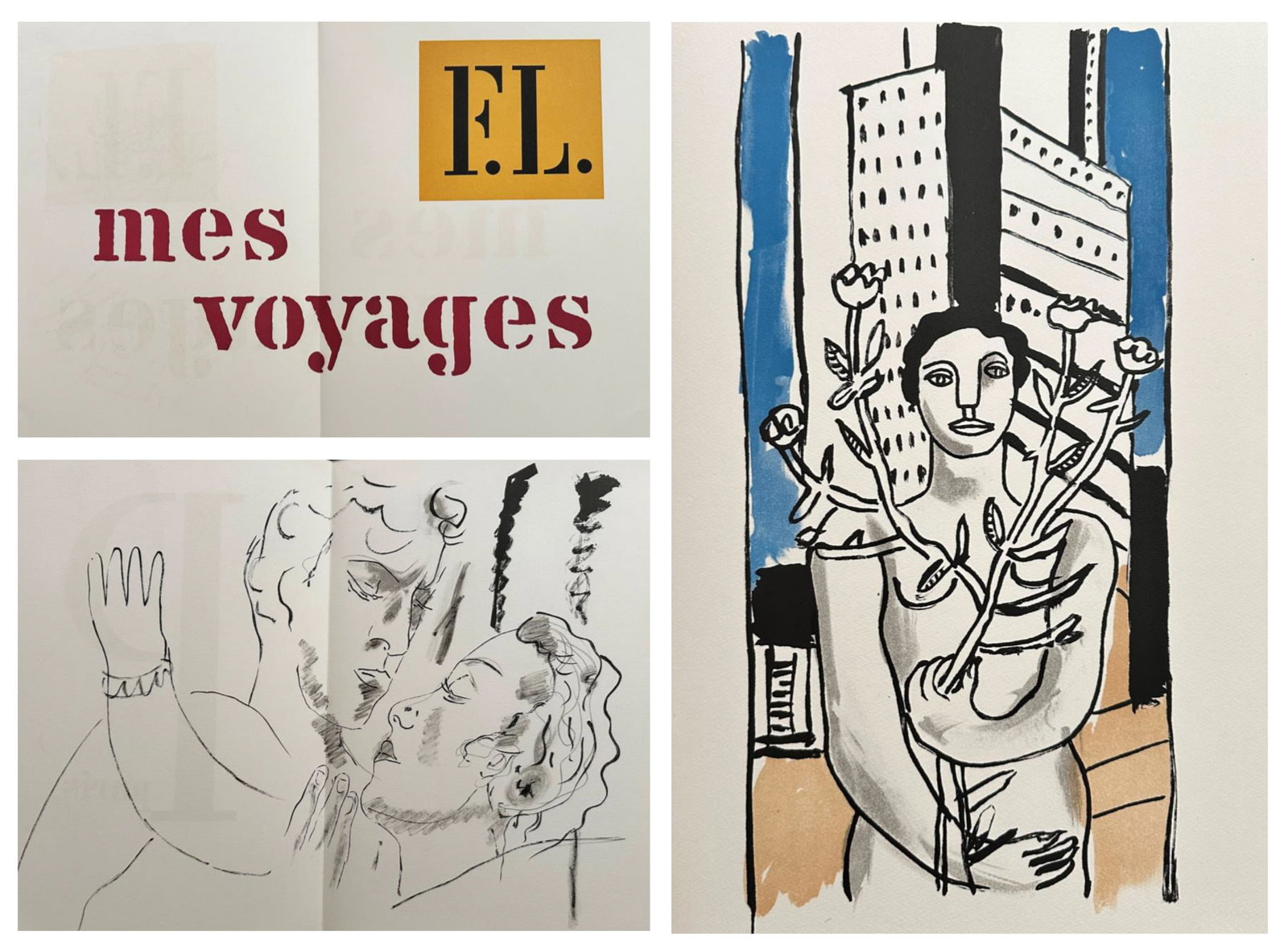 Leger. Mes Voyages Paris 1960, with 28 lithographs: Paris: Les éditeurs français réunis, 1960. Mes voyages (My voyages) With a poem by Aragon. Illustrated With 26 lithographs by Fernand Léger, of which 3 double pages, and 9 in color