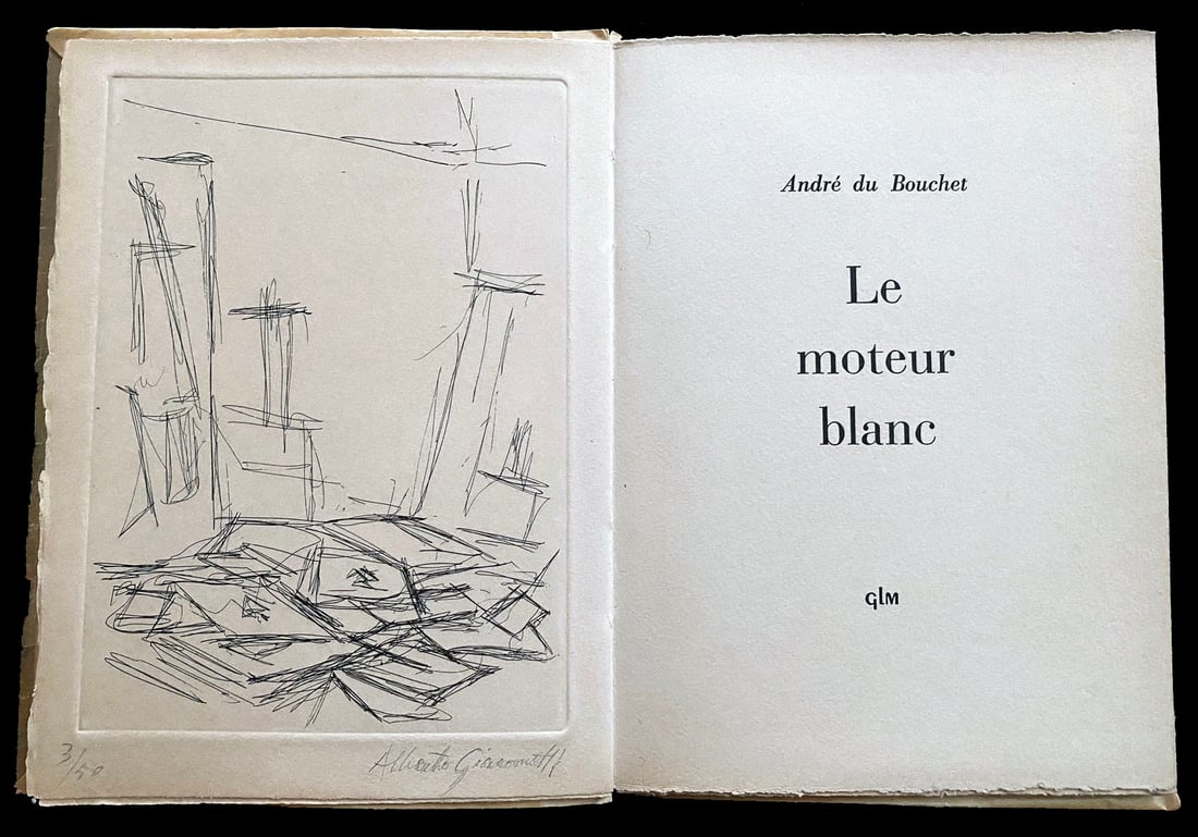 Giacometti. Le Moteur Blanc. With a signed and numbered etching, 1956, one of 50 copies (1 of 2)