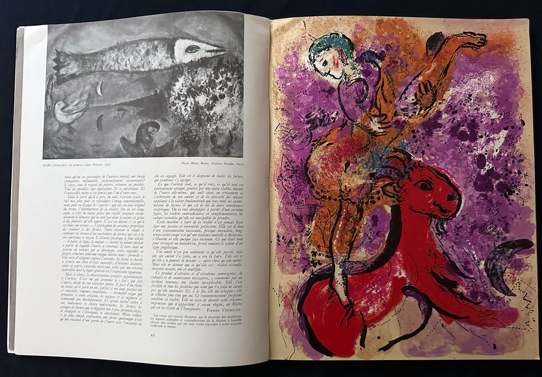 Xxe Siecle 9. Prints by Chagall, Fautrier Delaunay, Mondrain, Capogrossi, and Magnelli, 1957: Vrai et faux realisme dans l'art contemporain. Cahiers d art, San Lazzaro, Paris, 1957. 1st Edition. Number 9 of Nouvelle Series With two lithographs in color one by Chagall and one by Fautrier, and