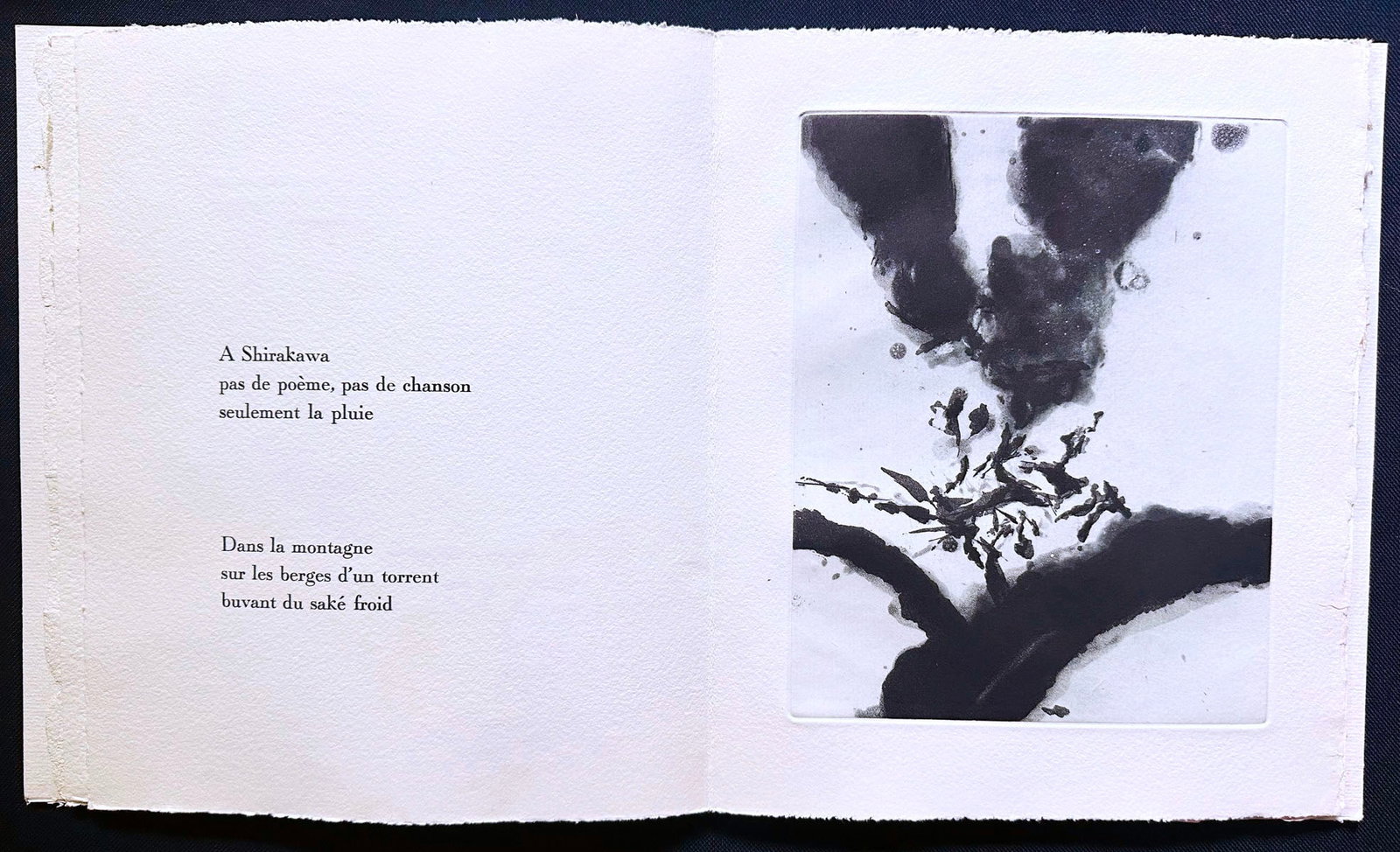 Zao-Wou-ki. Dans les provinces du Nord. With an aquatint,1990: Paris: Éditions Zoé Cristiani, 1990. First edition. Octavo (255 × 218 mm). Loose in folded cover, housed in gray cloth folder with ties. A rare collaboration between Kenneth White and Zao Wou-Ki,