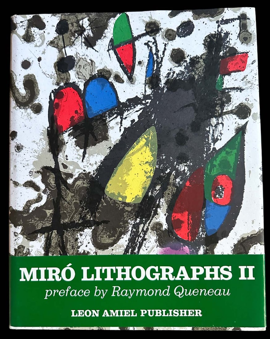 Miro Lithographs II. With 11 lithographs. 1975.: Leon Amiel Publisher New York Maeght, Paris, 1975. Preface by Raymond Queneau, with 11 original lithographs by Miro in color. Complete in dust jacket. 10 x13 inches.