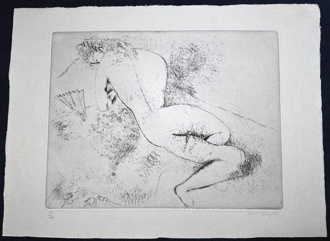 Chagall signed and numbered etching. Nu. 1925. - 2