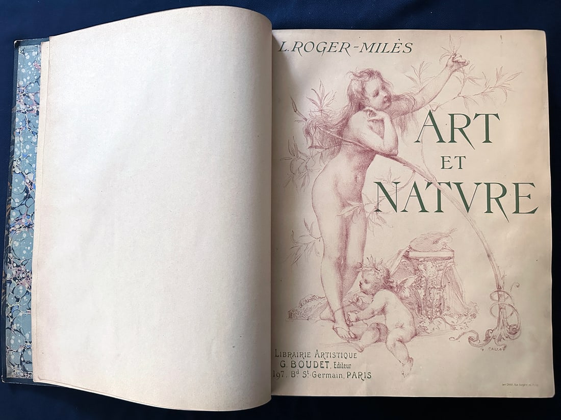 Art et Nature. 1897. 35 prints by Pissarro, Renoir, Sisley and others: L. ROGER-MILÈS. Boudet Tallandier Paris, 1897. One of 500 copies in velin de Marais paper from a total edition of 525. Bounded in hard cover with the original soft front cover, with a lithograph 