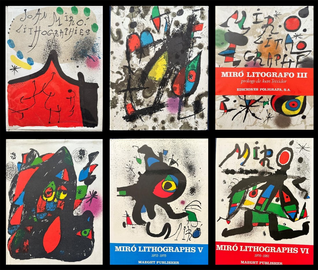 Miro Lithographe, set of 6 volumes. With 35 original lithographs by Miro. (1 of 6)