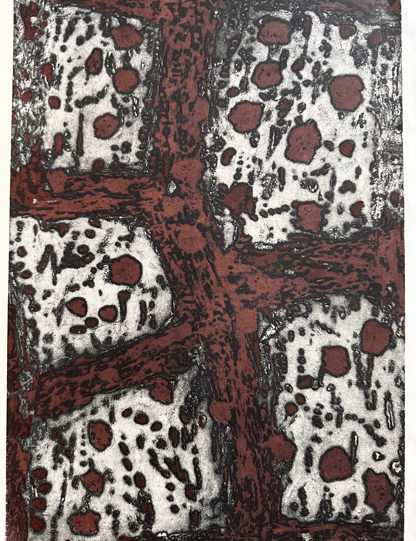 Zoran Music pochoir. 1959.: Original pochoir in color especially made by Zoran Music for the French art magazine XXe Siècle 13, published in Paris 1959. 12.5 x 9.75 x 1 inches