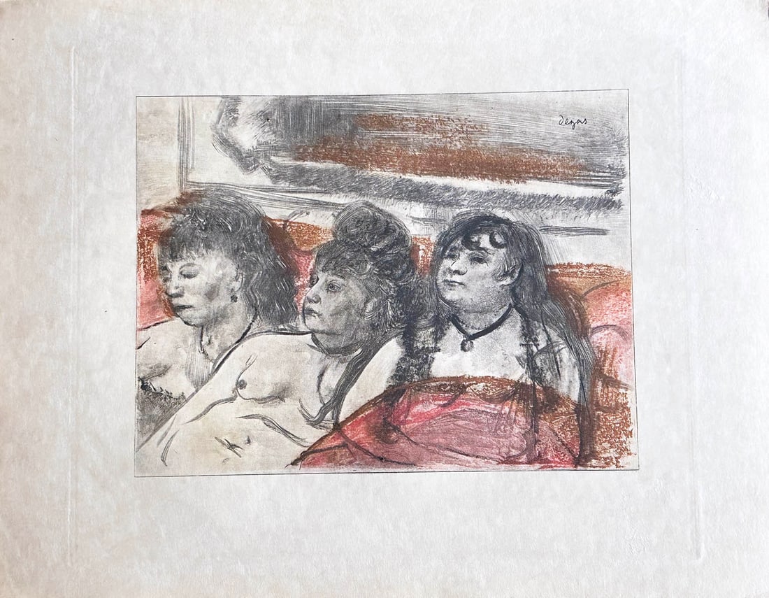 Degas. La Maison Tellier. 19 engravings, 1934, one of 325 copies: Paris: Ambroise Vollard, 1934. Guy de Maupassant erotic-social novel Illustrated by Degas. One of 325 numbered copies on Rives vellum. Illustrated with 19 hors-text aquatint etchings, by Edgar Degas. 