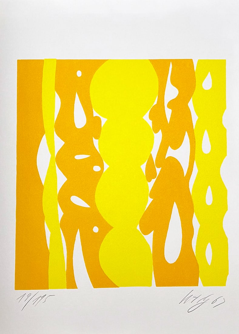 Ernst Wilhelm Nay Original signed Lithograph. 1967. One of 115 copies.: Original lithograph in color by Ernst Wilhelm Nay. Signed and numbered in pencil by the artist. One of 115 numbered in Arabic numerals in Rives paper. Published in 1978 by Erker Presse, for the suite 