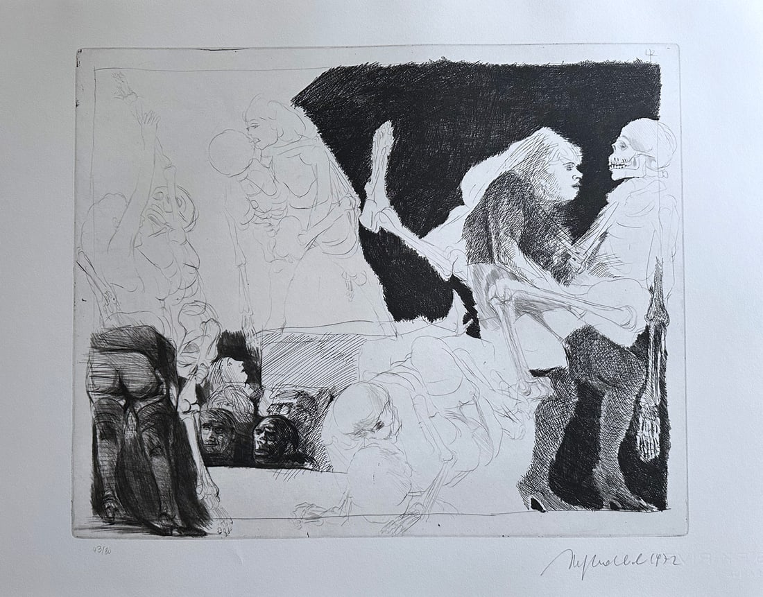 Signed etching by Alfred Hrdlicka. 1972. One of 80 copies. (1 of 2)