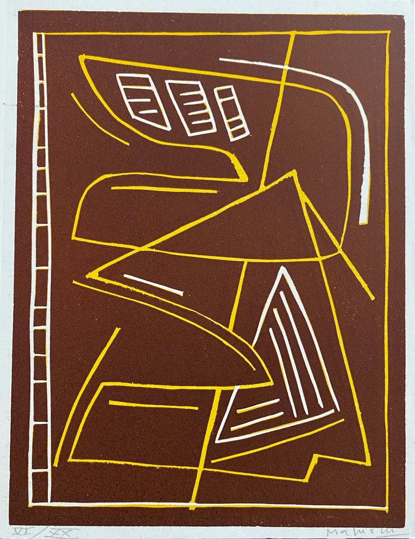 Alberto Magnelli signed and numbered Linocut. 1966. One of twenty copies. (1 of 3)