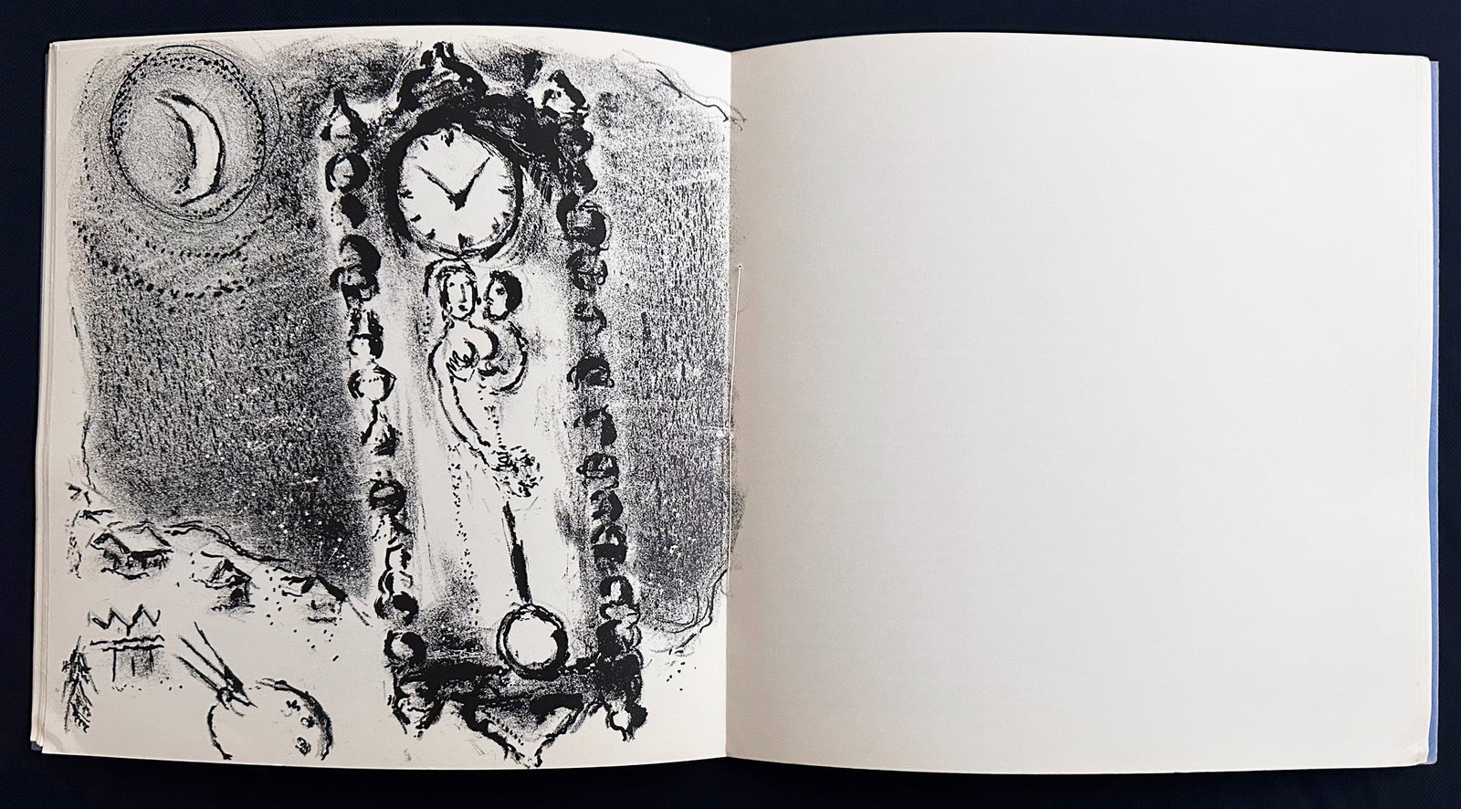 Chagall. The Clocks of Chagall. 1956 With one lithograph. RARE.: Essay by Bernard Marjoracks published by De Jong & Company in December, 1956. Text in English, German & Dutch. This edition of the Quarto Prints was published to celebrate the New Year. Contains an or