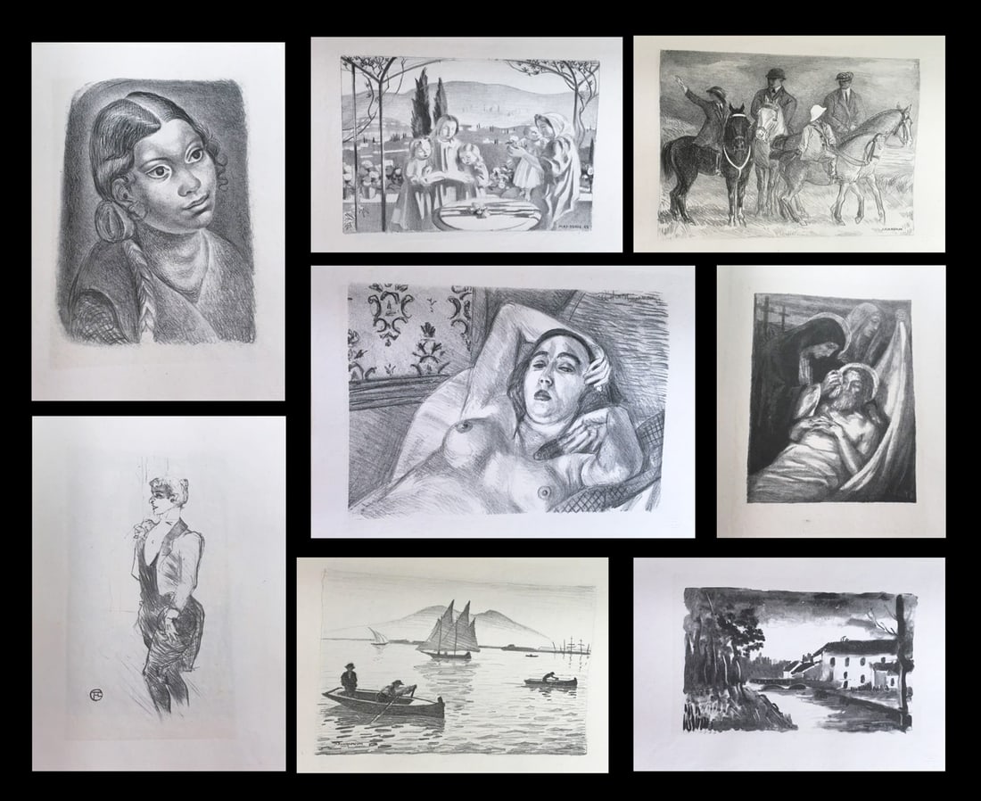 Album de Lithographies Originales. 1925. Matisse, Toulouse-Lautrec, Vlaminck, and others.: Les peintres lithographes de Manet à Matisse Published by Galeries des Peintres Gravours, E. Frappier, Paris, 1924. Limited edition in 575 numbered copies. The portfolio contains lithographs from
