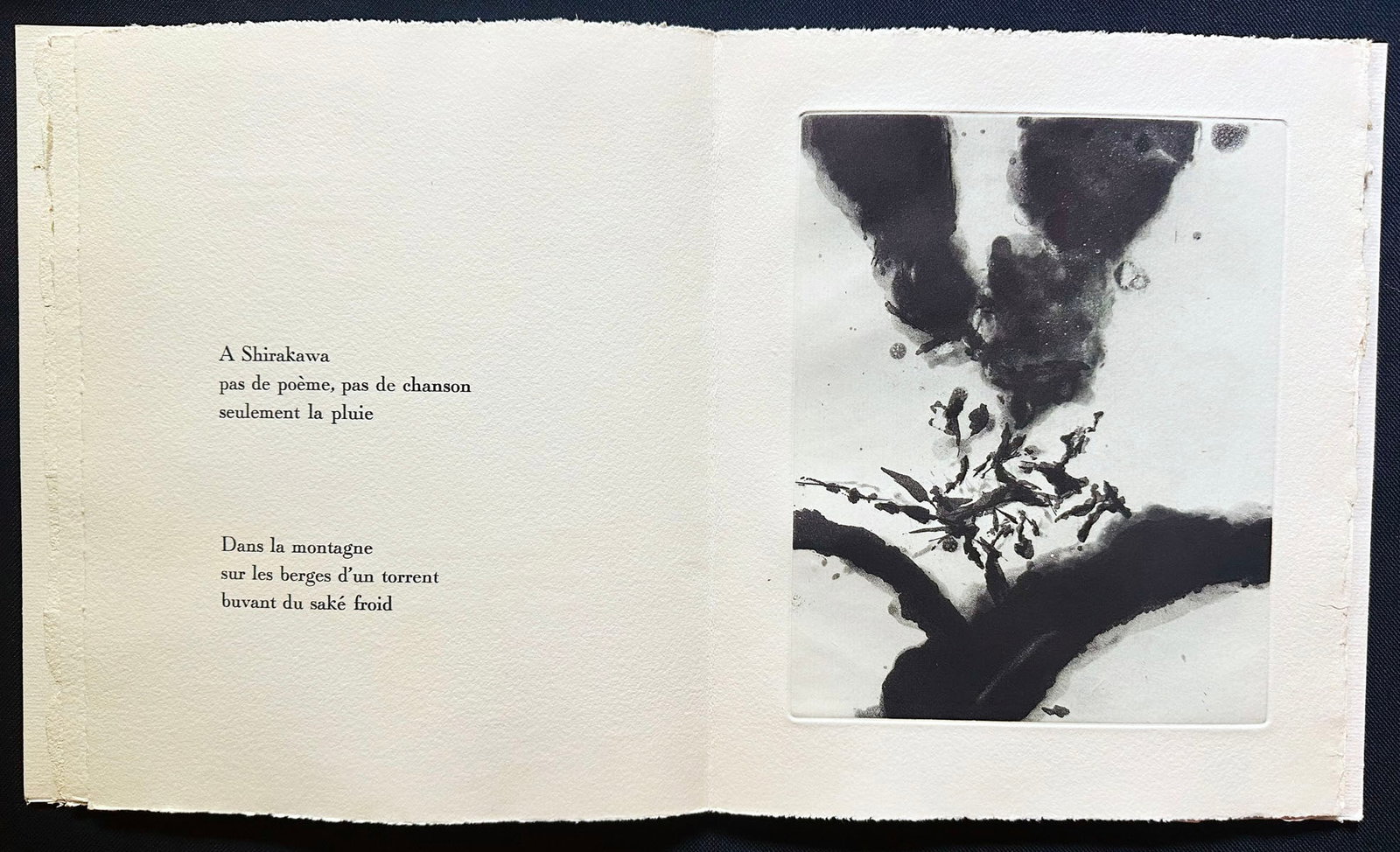 Zao-Wou-ki. Dans les provinces du Nord. With an aquatint,1990: Paris: Éditions Zoé Cristiani, 1990. First edition. Octavo (255 × 218 mm). Loose in folded cover, housed in gray cloth folder with ties. A rare collaboration between Kenneth White and Z