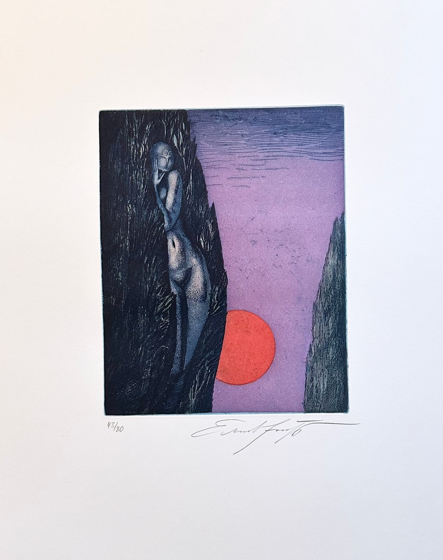 Signed etching by Ernst Fuchs. 1972. One of 80 copies. (1 of 2)