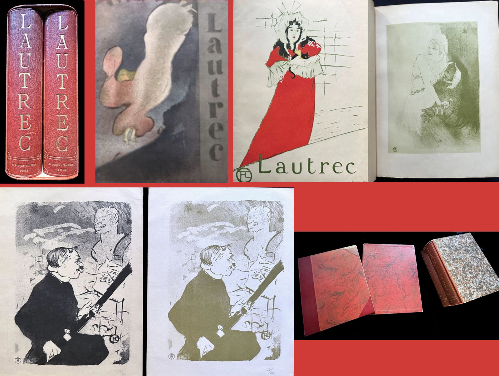 Toulouse-Lautrec; M. Joyant. DELUXE Two Vols. Peintre 1926 + Dessins Estampes Affiches 1927. With 6 (1 of 5)