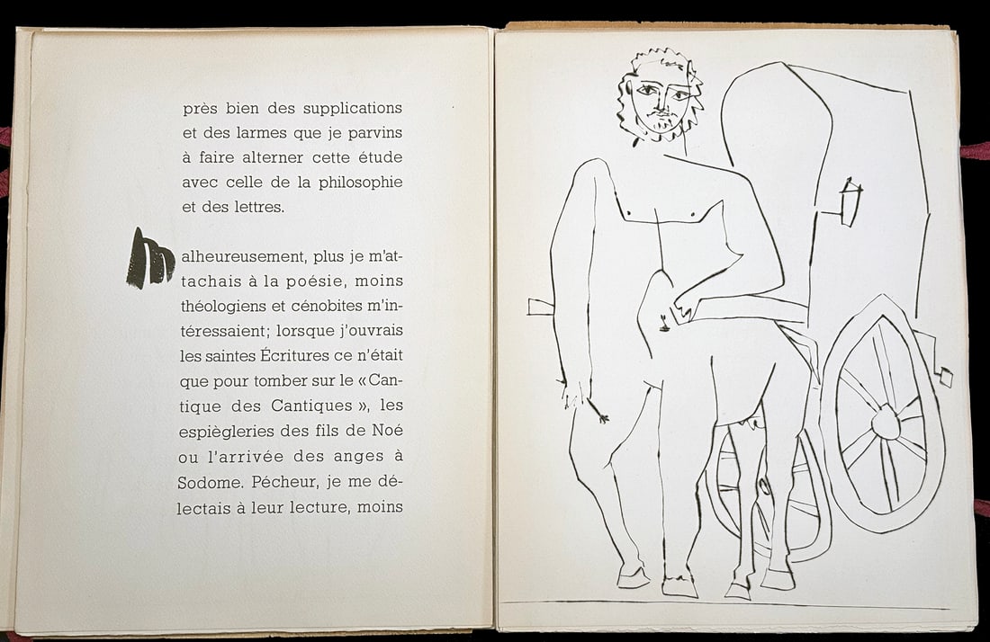 Picasso. Deux Contes: Le Centaure Picador. With 4 original engravings, 1947: Reventos, Ramon. Editions Albor, Paris/Barcelona, 1947. Copy Ad Personam out of a total edition 250 numbered copies. French edition, illustrated with 4 original full-page black and white engravings wi