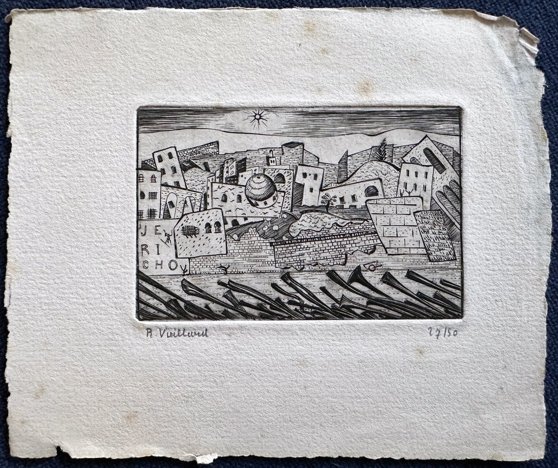 Roger Vieillard Etching. Jericho. (1 of 2)