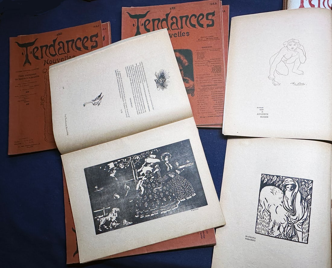 Le Tendances Nouvelles 46 issues, 1905–1914, including multiple original woodcuts by Wassily: Organe Officiel Illustré de l’Union Internationale des Beaux?Arts, des Lettres, des Sciences et de l’Industrie. Paris, 1904–1914. A significant and nearly complete group of 46 i