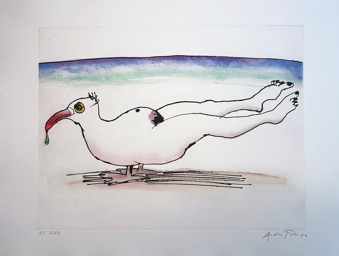 Etching by André Francois. Signed. Bonjour Max Ernst. One of 30 copies. 1976. (1 of 3)