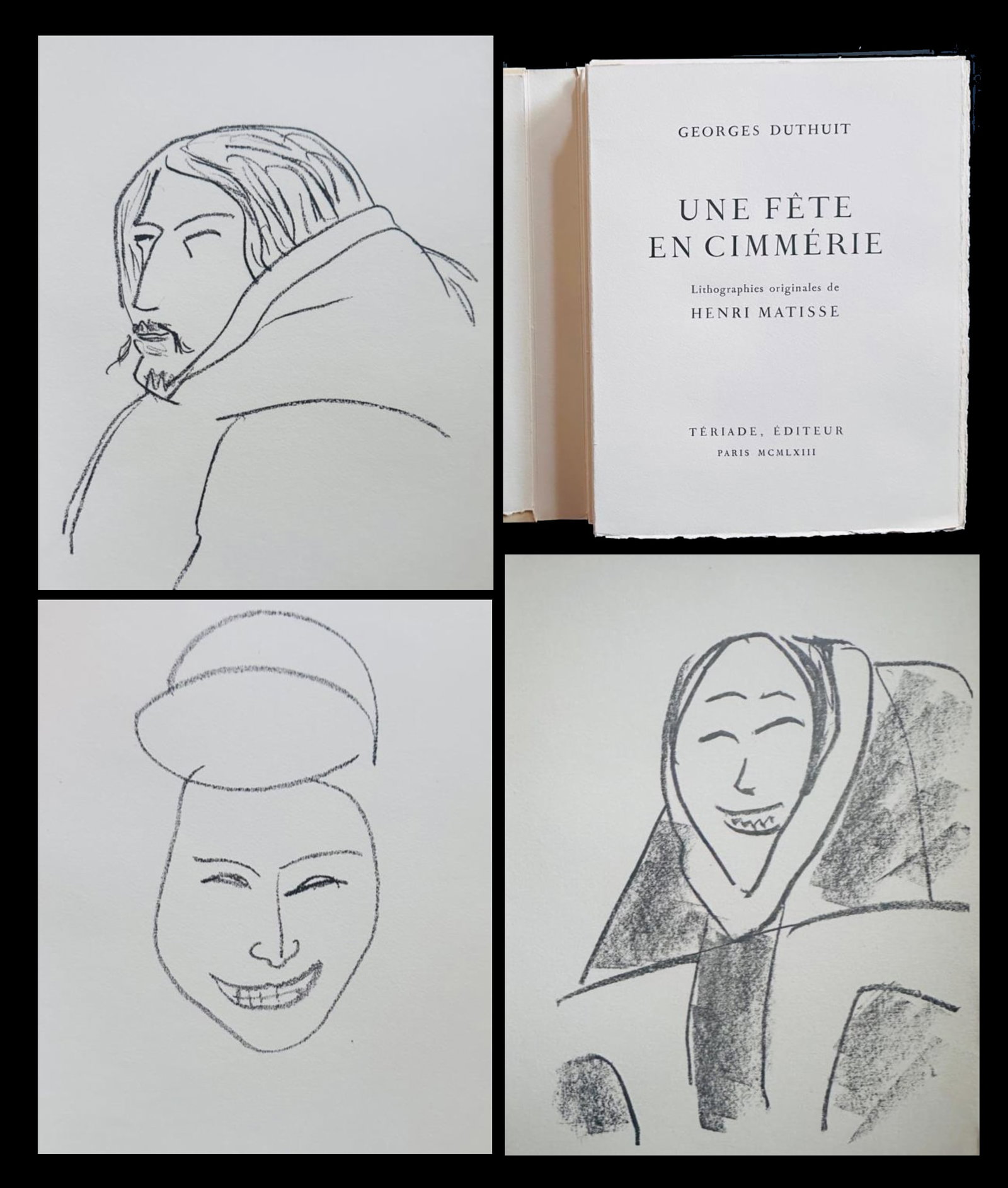 Matisse. Une Fete en Cimmerie, with 31 lithographs.: Henri Matisse. Duthuit, Georges. Paris: Teriade, 1963. 78pp Illustrated with 31 lithographs by Matisse, of which one in the front cover, 16 hors-text, and 14 in a suite all numbered in verso in Roman 