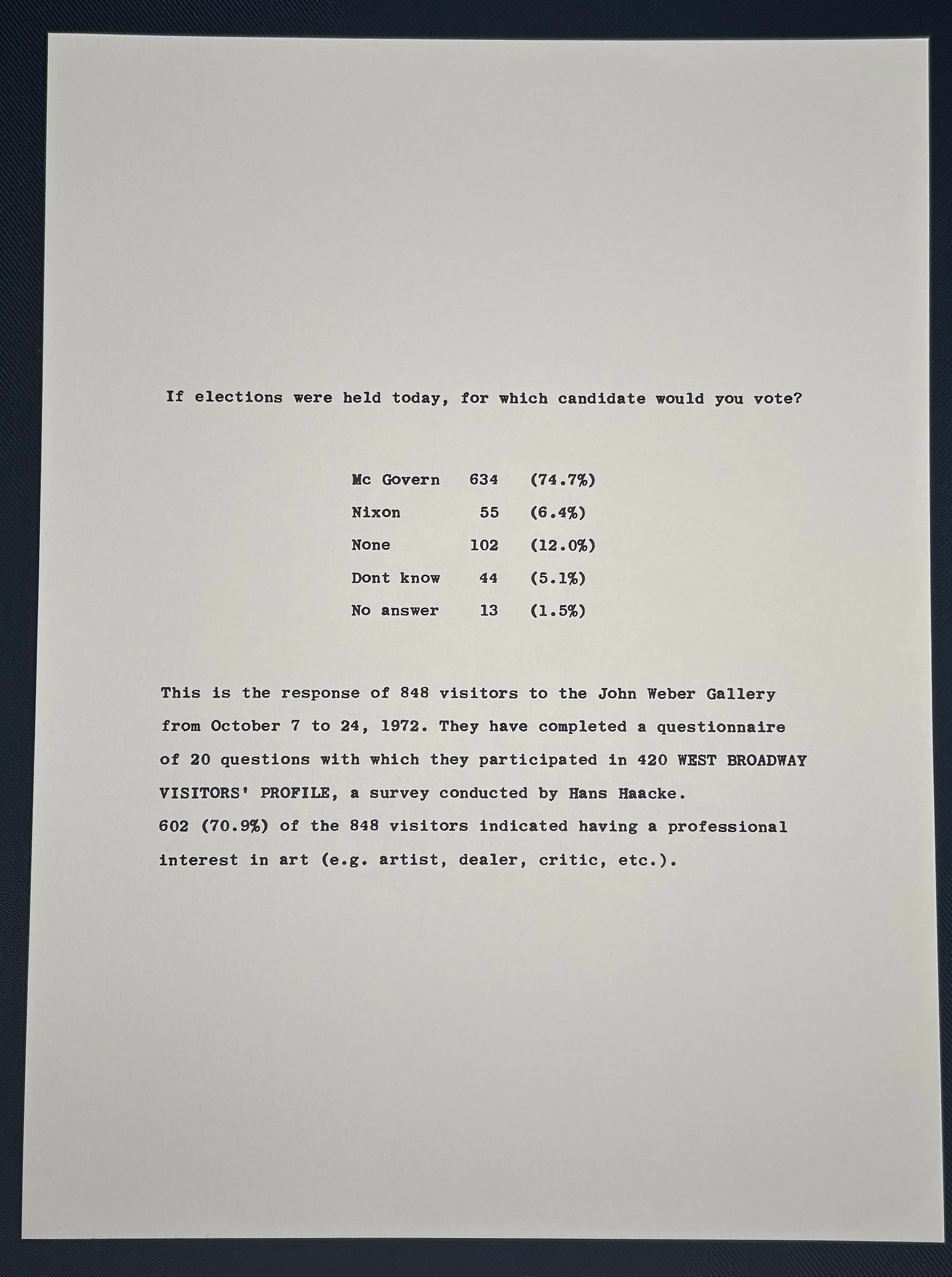 Hans Haacke. Screenprint 1973. One of 300 copies. (1 of 2)