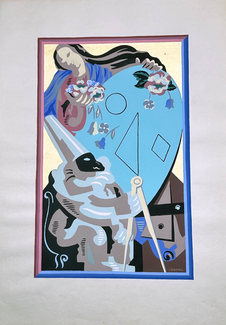 Gino Severini pochoir in color. Epilogue, 1930 (1 of 3)
