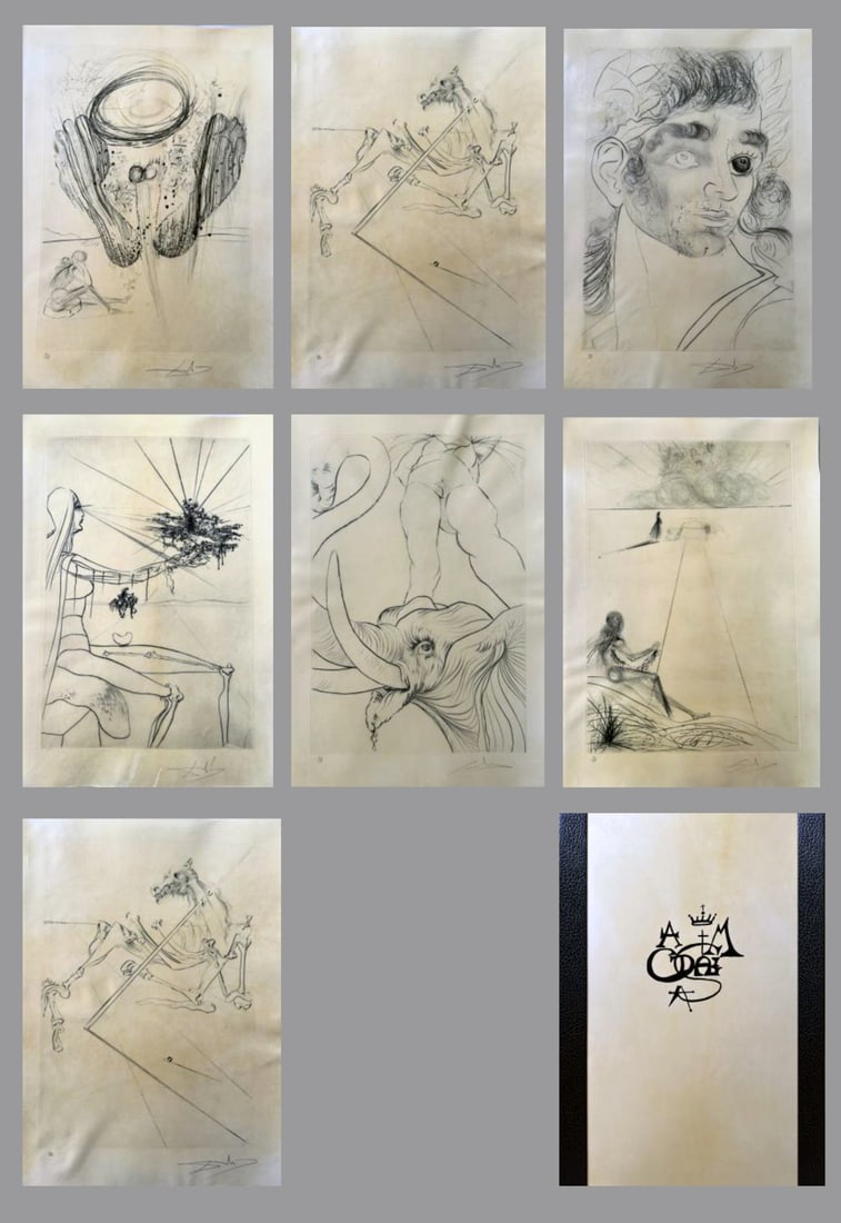Dali. Roi, Je T'Attends a Babylone. With 14 Drypoint. Dali, Salvador: Malraux, André. Geneva: Albert Skira, 1973 First edition. One of 138 copies from a total edition of 160 copies, signed by Salvador Dali, André Malraux and Albert Skira on the justification page. The