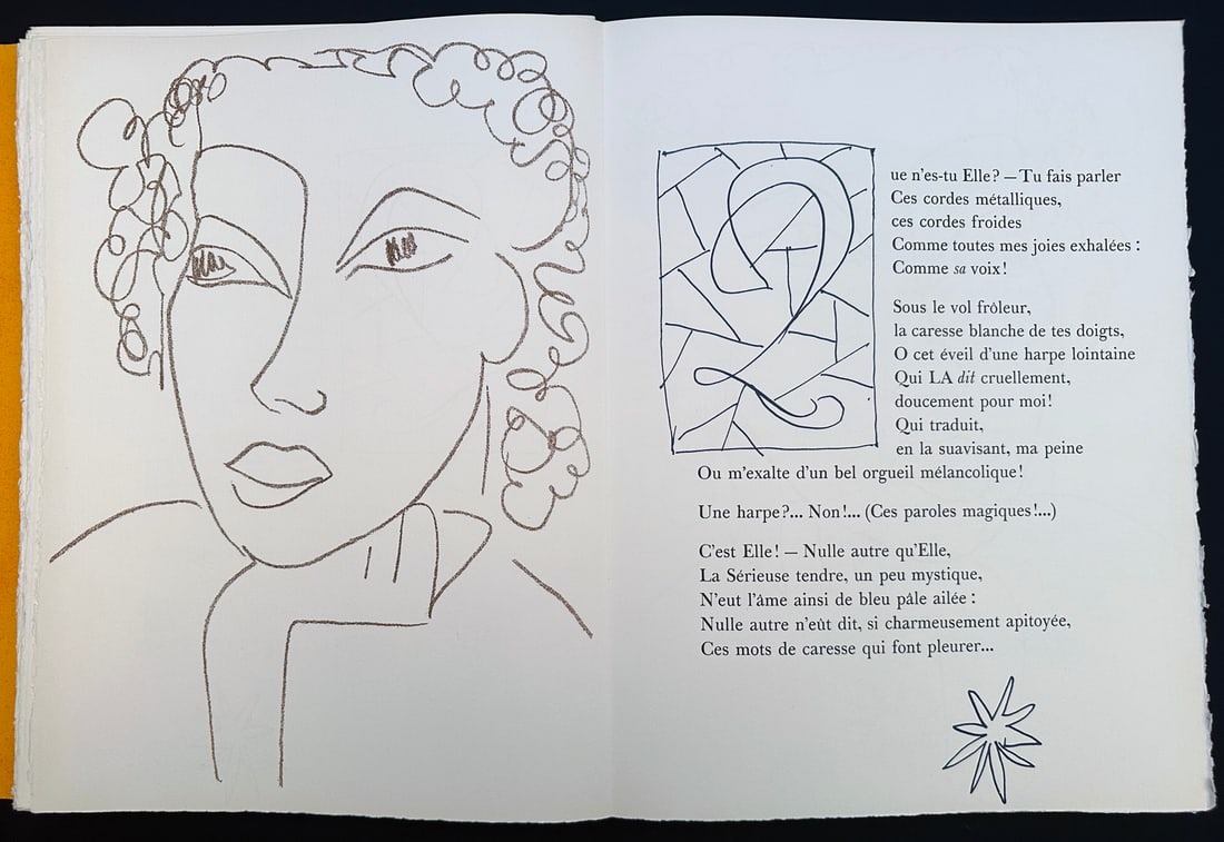 Matisse. Poesies Antillaises. 1972 Deluxe Portfolio Featuring 40 Portrait Lithographs.: John-Antoine; Henri Matisse. This Deluxe Edition, limited to 250 copies, is printed on Vélin d’Arches and housed loose in its original orange chemise with lithographed manuscript title,