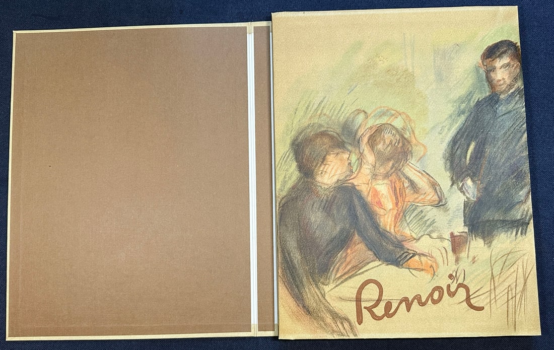 Renoir Vision & Technique, by Jacques Chambaudet, 1947.: Éditions Pétridés. Loose as issued, gathered in a hard chemise and matching slipcase with an illustration on the front. Soft pictorial wrappers, illustrated with a nine?color vignette