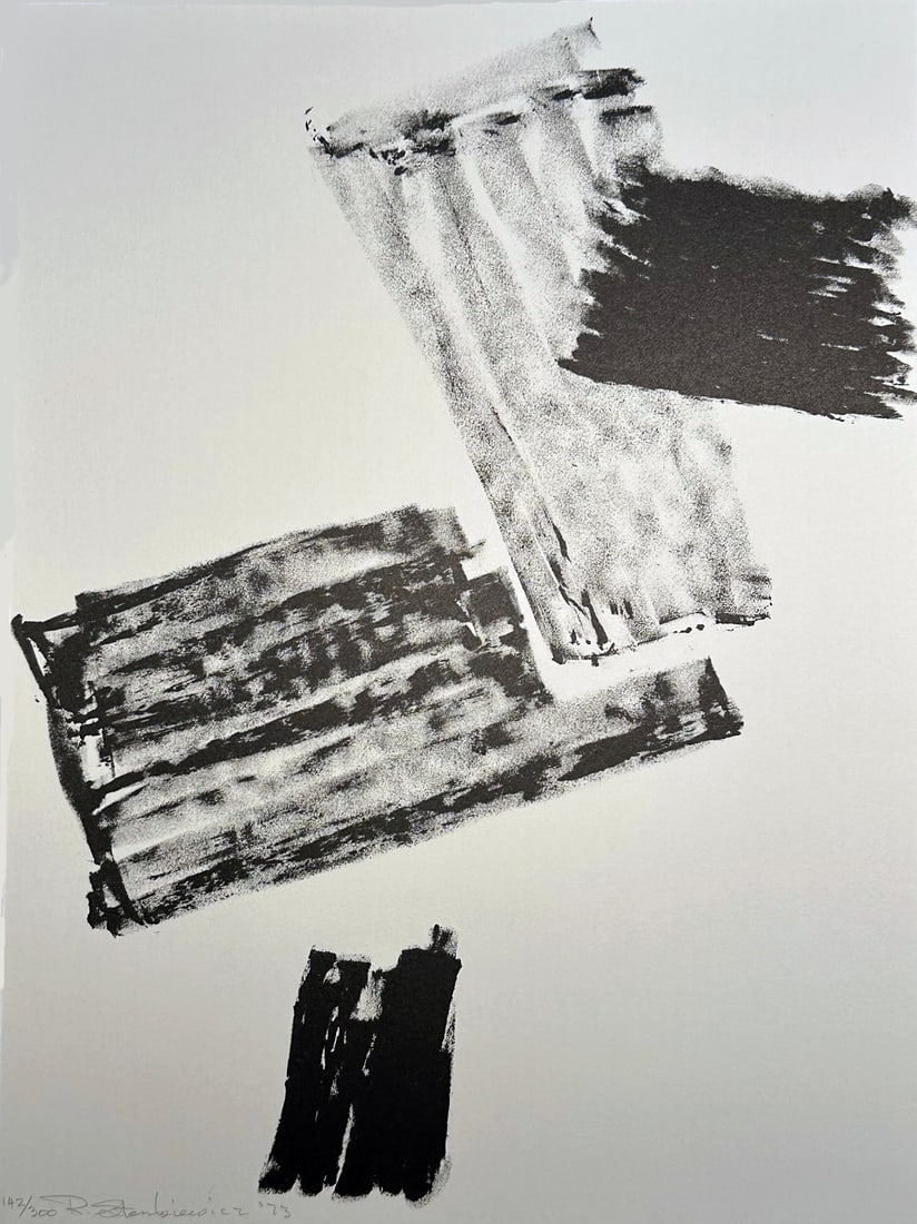 Richard Stankiewicz signed lithograph. 1973. One of 300 copies.: Untitled. 1973, lithograph in black and white, Signed and numbered to lower left edge. This work is from the edition of 300 printed by Styria Studio, New York and published by Experiments in Art and T