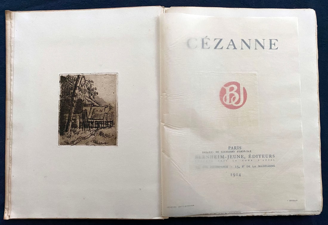 Cezanne. 1914. With one etching + 6 Lithographs (Cezanne, Matisse, Bonnard, Maillol, others): Cezanne. Paris Bernheim-Jeune, 1914. One of 100 copies on Verge Arches paper, from a total edition of 600 copies. With one etching by Cezanne in frontispiece, and 6 lithographs by: Bonnard, Denis,