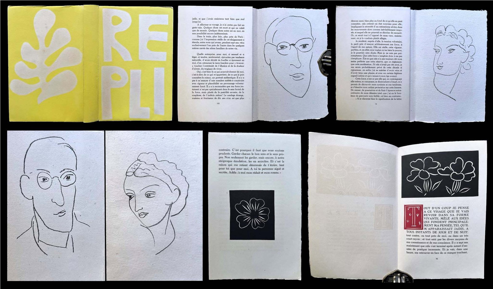 MATISSE, Henri / André Rouveyre. Repli. 1947.: ROUVEYRE, André; MATISSE, Henri (illus.). Éditions du Bélier, Paris, 1947.Folio, loose as issued in the stenciled yellow Matisse cover, with chemise and slipcase. Illustrated with 12