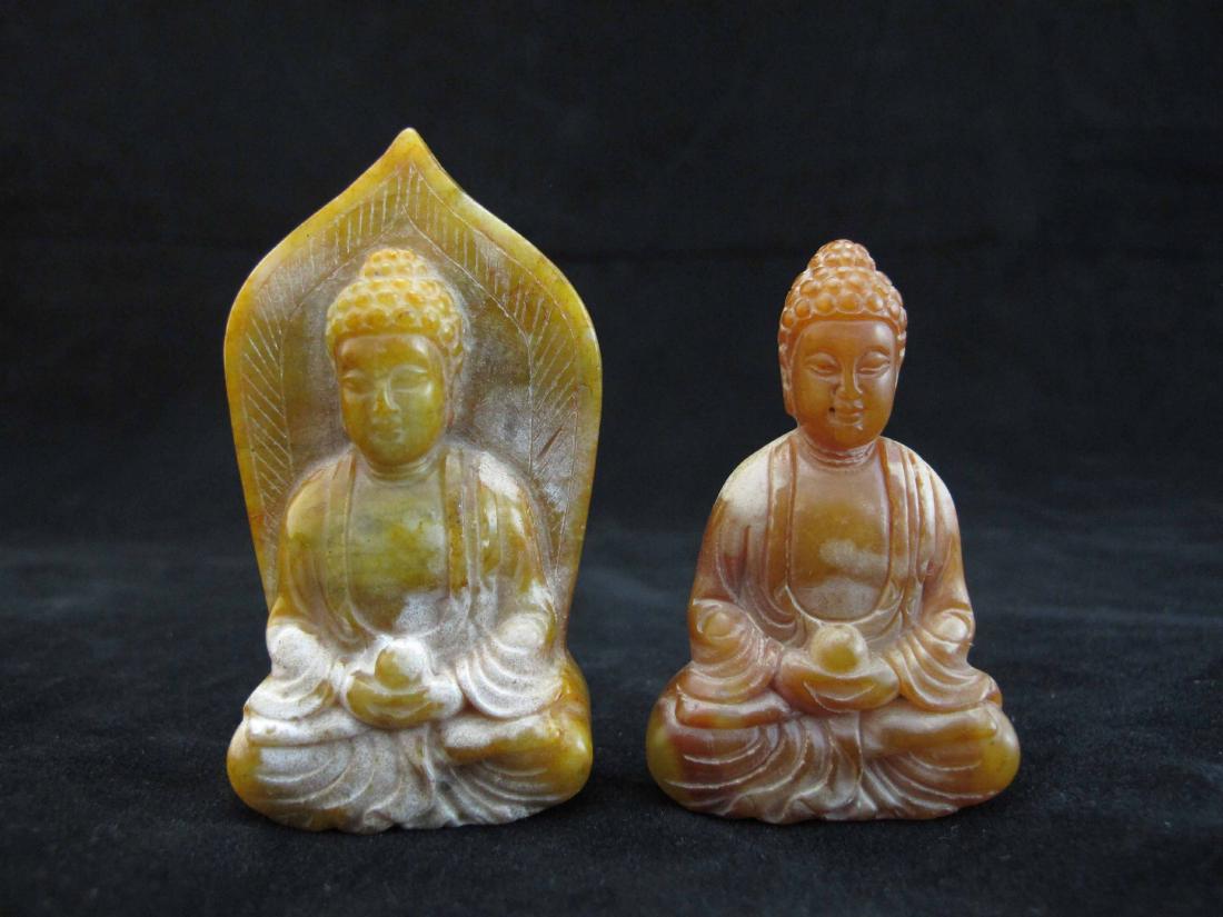 Two Carved Jade Seated Buddhas (1 of 2)