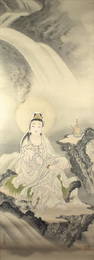 (Watanabe Shinpo) Kuanyin Portrait, Ink on Silk.