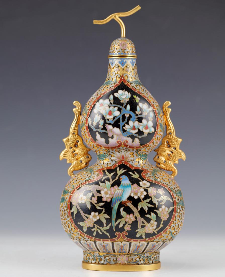 Cloisonné enamel brass gourd vase (1 of 7)