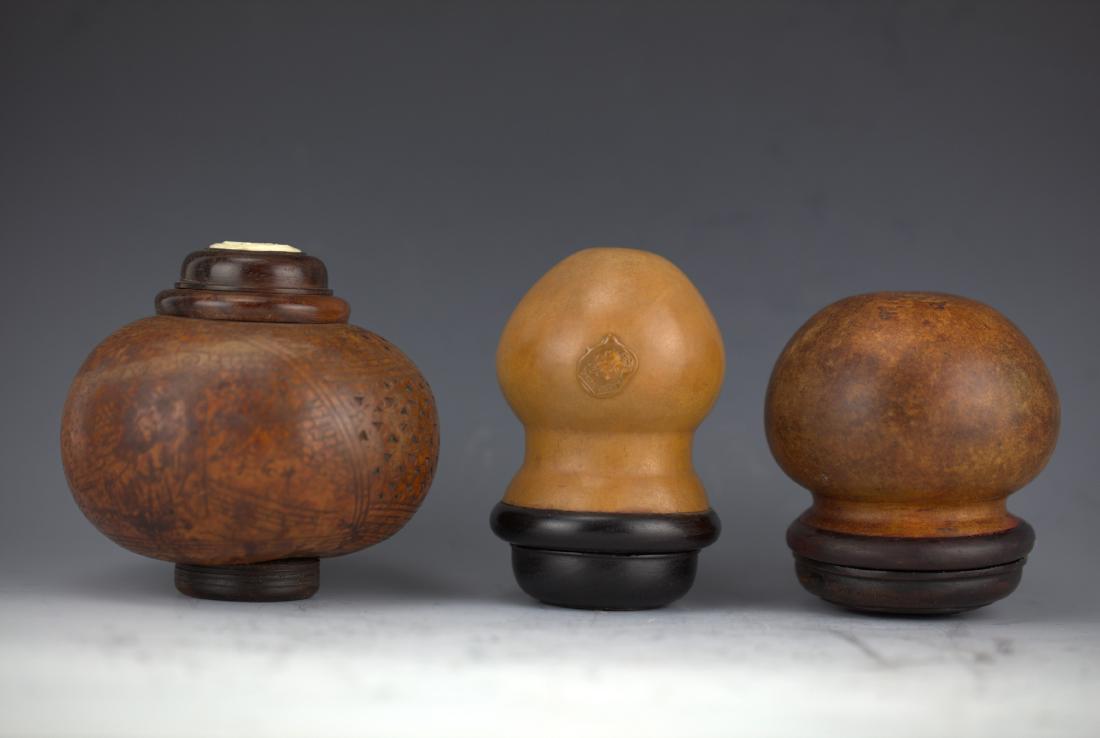 Chinese Three Chinese cricket holders made from gourd (1 of 4)